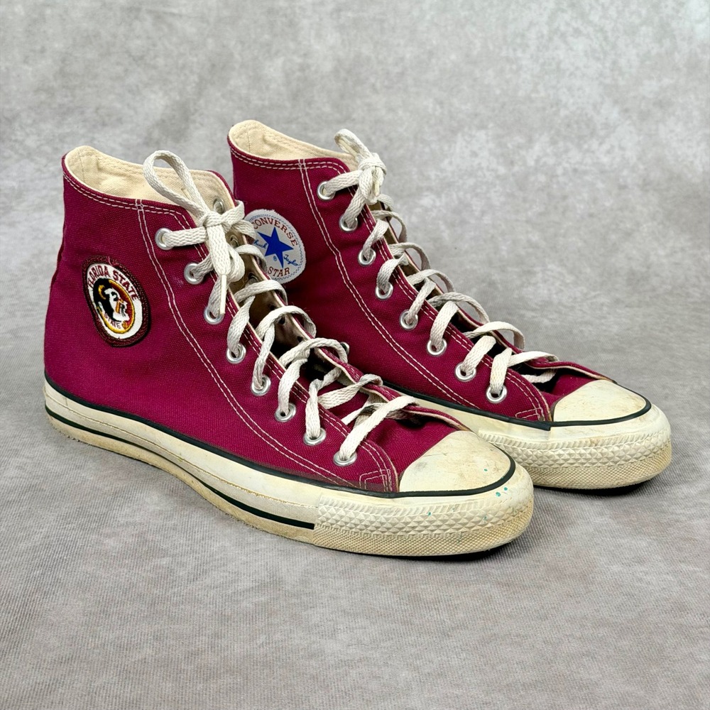 Vintage Converse Chuck Taylor All Star High Top FSU Florida State Maroon USA  9
